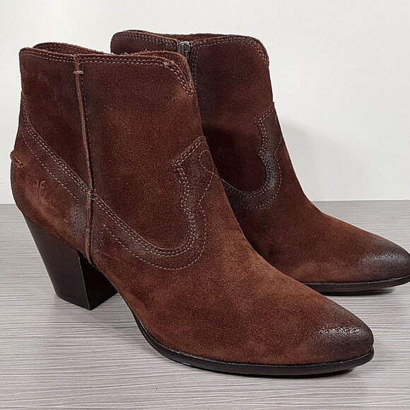 FRYE Renee Seam Short Boot , Brown Suede, Womens Size 10 M - Picture 1 of 9